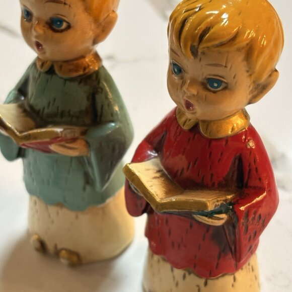 4 Vtg Christmas Paper Mache Charming Choir Boy Carolers Figurines Made Japan - Picture 8 of 10